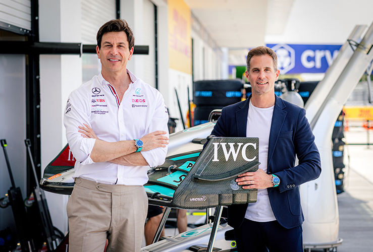 Toto Wolff, jefe de la escudería Mercedes-AMG Petronas y Christoph Grainger-Herr, CEO de IWC Schaffhausen. 